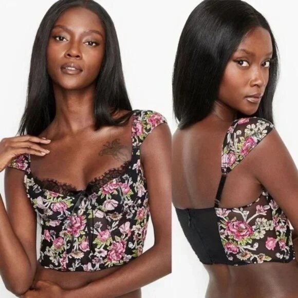 Victoria's Secret Dream Angels Floral Applique Bustier Top 36C NWOT - Picture 1 of 10